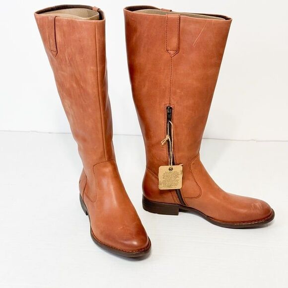 Born Shaunie NWB Sz 8.5 Wide Calf Brown Cognac Leather Knee High Boots - Picture 8 of 12